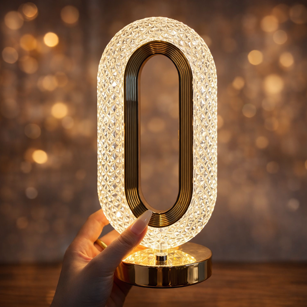 Oval Shape Crystal Lamp