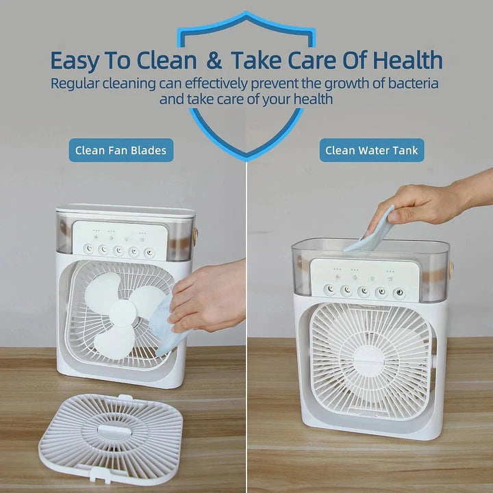 Portable Air Cooler Fan with LED Light & Mist Spray