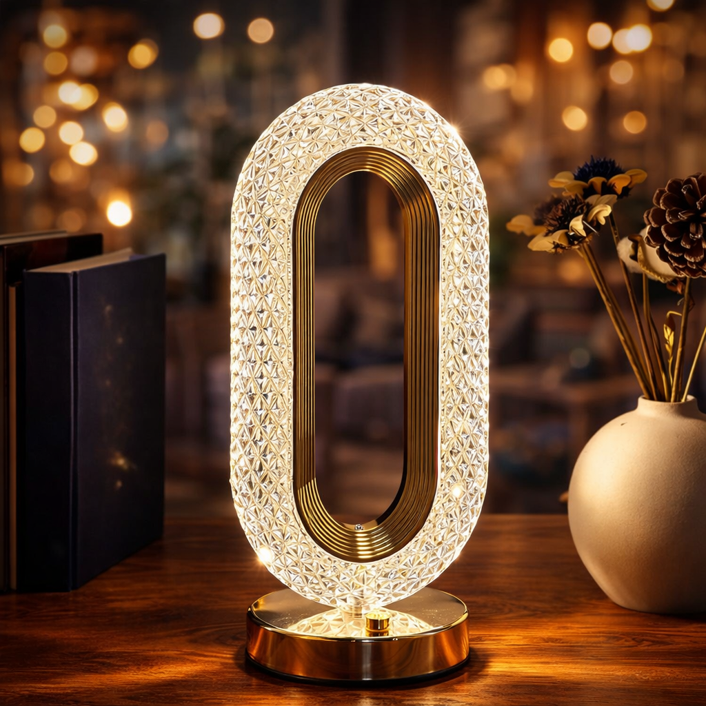 Oval Shape Crystal Lamp