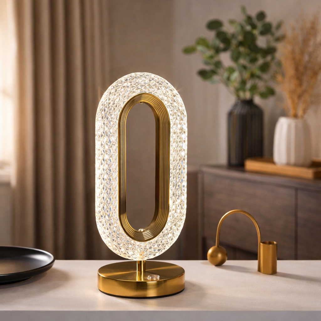 Oval Shape Crystal Lamp