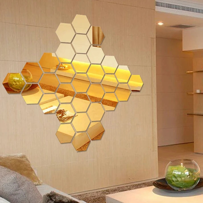 Set Of 12 3d Acrylic Hexagon DIY Art