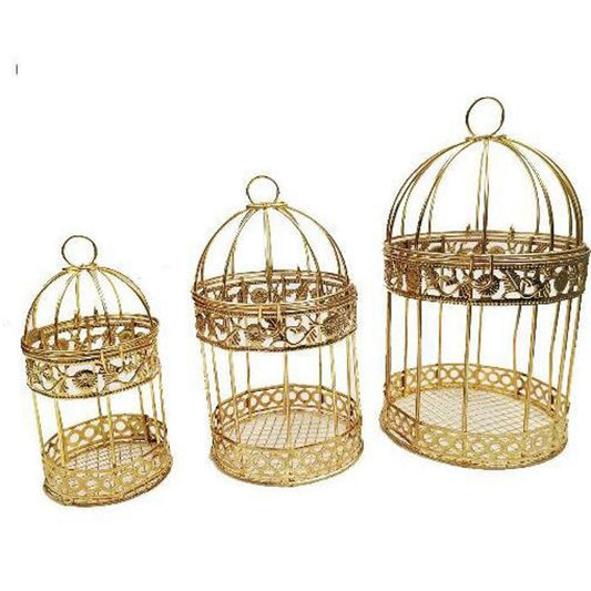Set of 3 Metallic Bird Cages