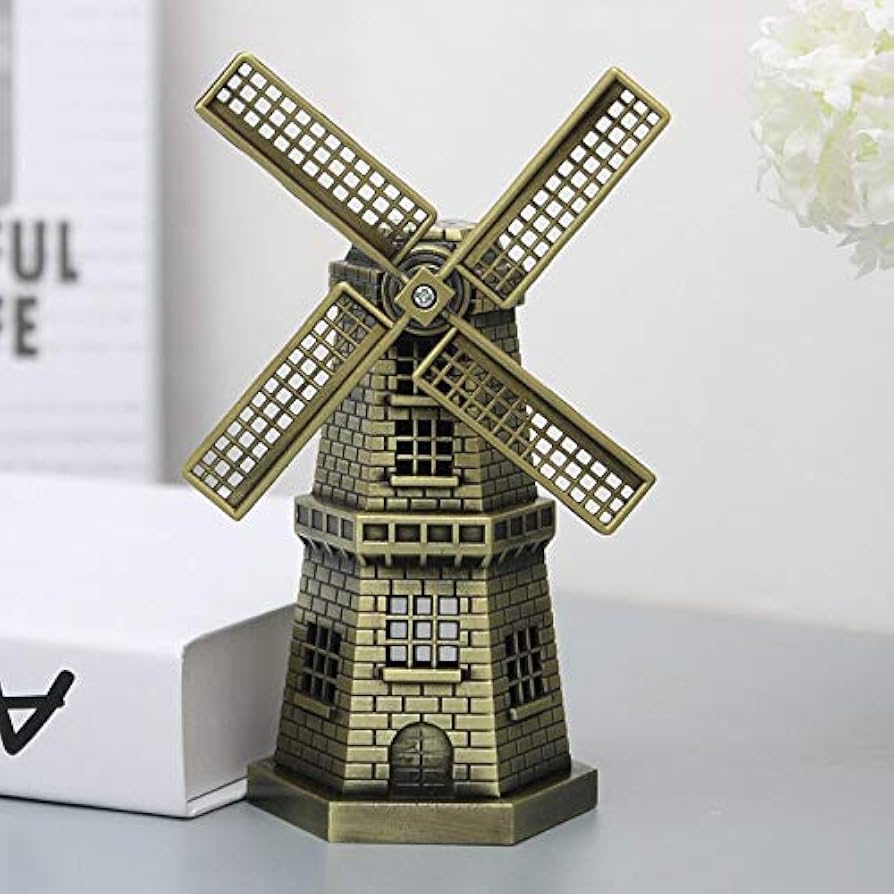 Rotatable Wind Mill Metal Monument